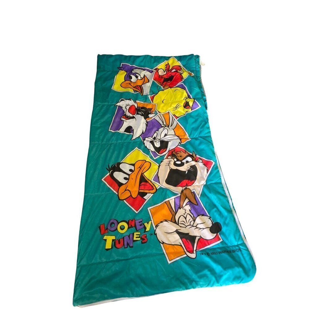Vintage 90s 1993 Warner Bros Looney Tunes Sleeping Bag Bugs Bunny Daffy Duck Taz